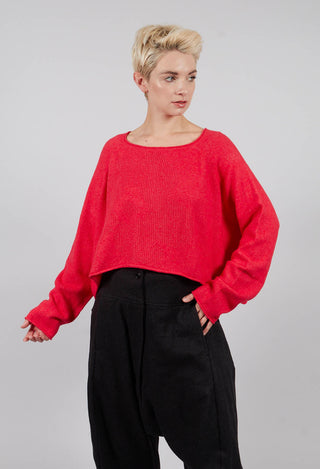 Cropped Pullover with Stitched Motif in Rose - 3270702