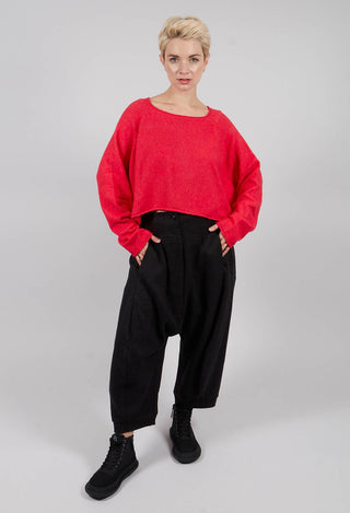 Cropped Pullover with Stitched Motif in Rose - 3270702