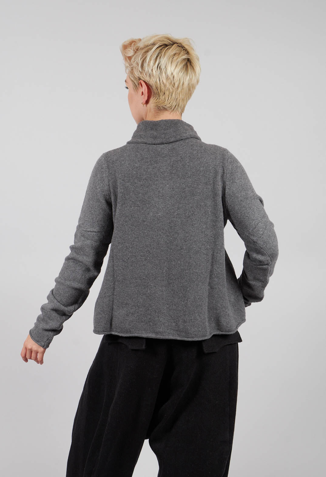 Cardigan with Stitched Motif in Dark Grey - 3277103