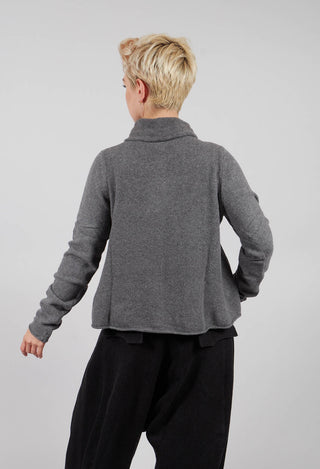 Cardigan with Stitched Motif in Dark Grey - 3277103