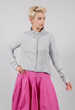 Cardigan with Stitched Motif in Light Grey - 3277103