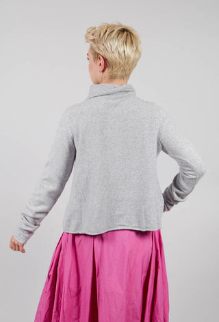 Cardigan with Stitched Motif in Light Grey - 3277103