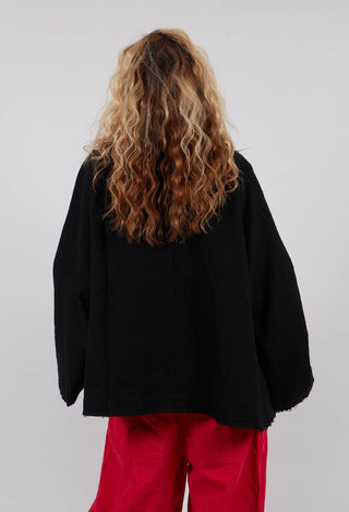 Oversized Jacket with Raw Edges in Black - 3281101