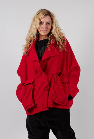 Oversized Jacket with Raw Edges in Rose - 3281101