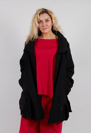 Tulip Hem Jacket with Raw Edges in Black - 3281102