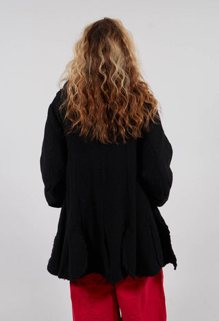 Tulip Hem Jacket with Raw Edges in Black - 3281102