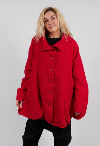 Tulip Hem Jacket with Raw Edges in Rose - 3281102