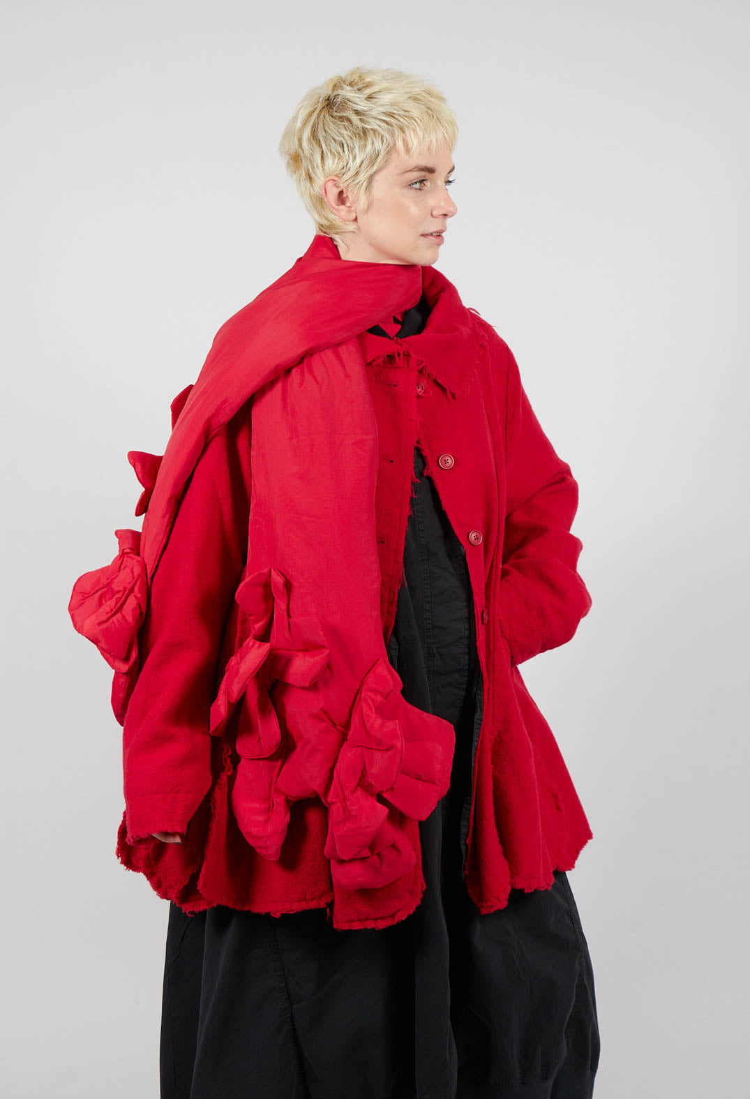 Tulip Hem Jacket with Raw Edges in Rose - 3281102