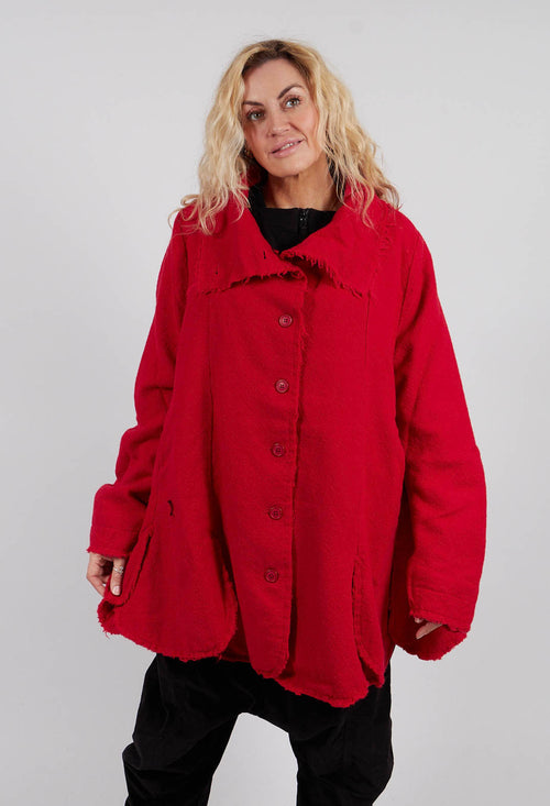 Tulip Hem Jacket with Raw Edges in Rose - 3281102