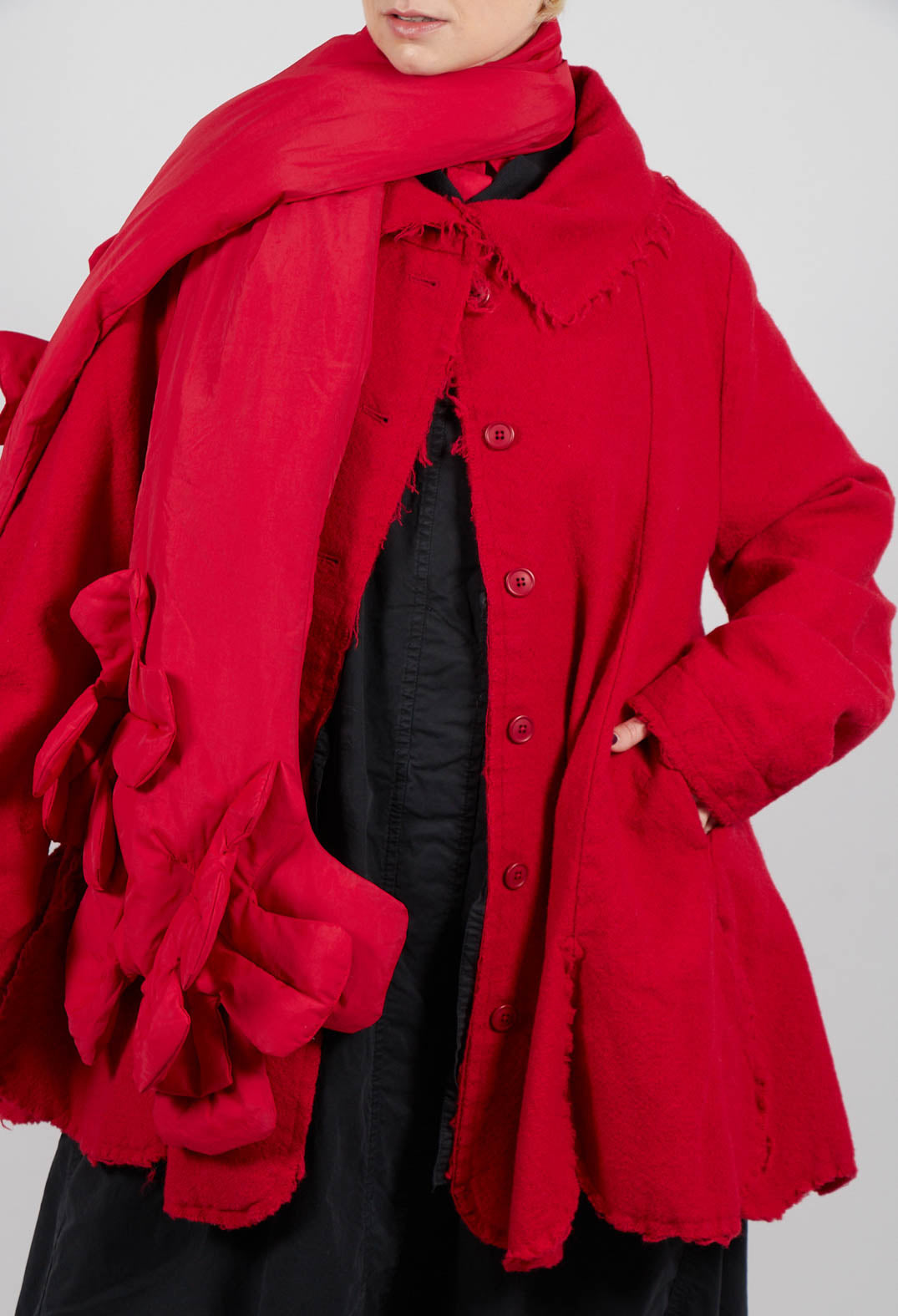 Tulip Hem Jacket with Raw Edges in Rose - 3281102