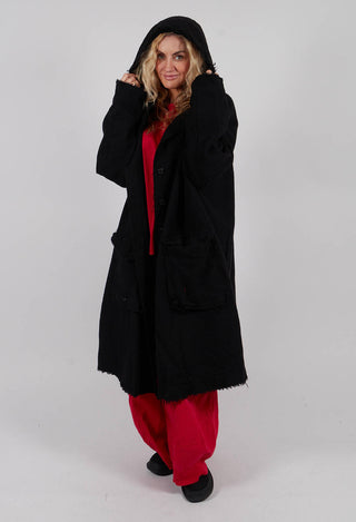 Coat with Raw Edges in Black - 3281203