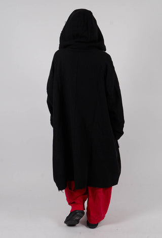 Coat with Raw Edges in Black - 3281203