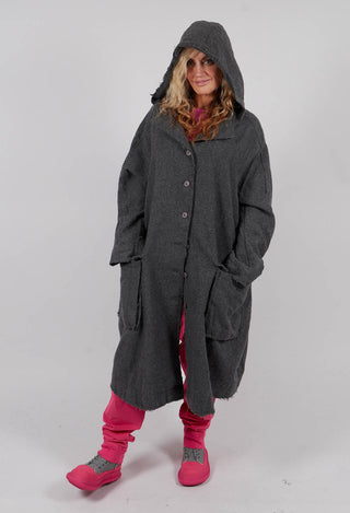 Coat with Raw Edges in Dark Grey - 3281203