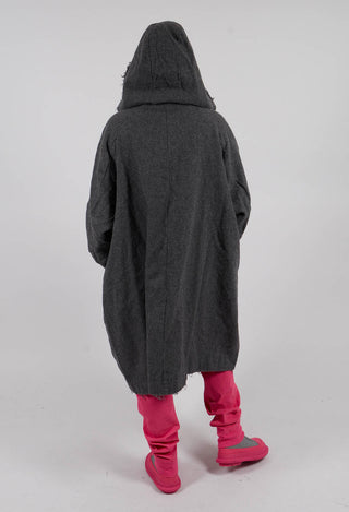 Coat with Raw Edges in Dark Grey - 3281203