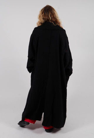 Long Coat with Raw Edges in Black - 3281204