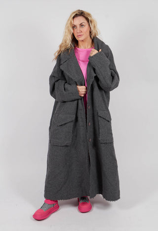Long Coat with Raw Edges in Dark Grey - 3281204