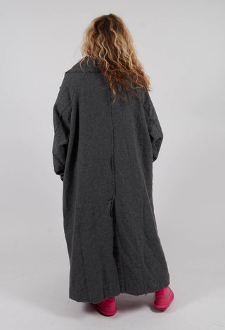 Long Coat with Raw Edges in Dark Grey - 3281204