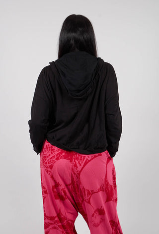 Ovrersized Hooded Jacket in Black with Blackflock - 3291111