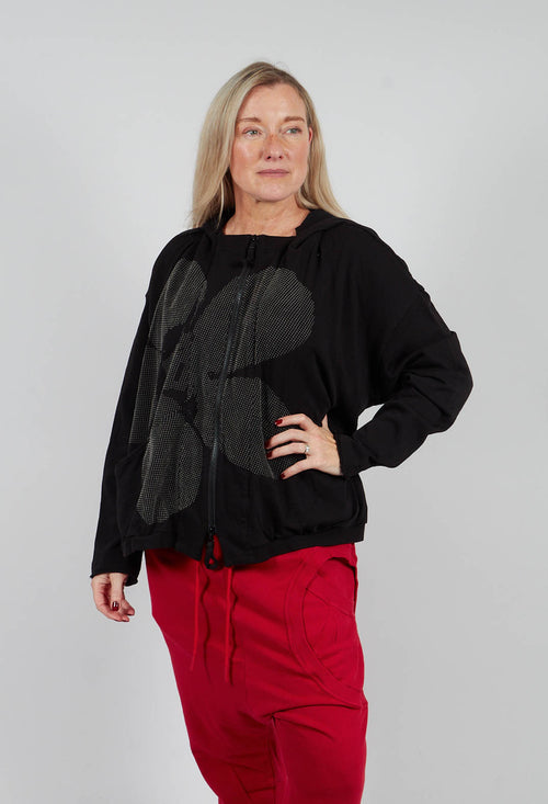 Oversized Hooded Jacket in Black with Greyflock - 3291111