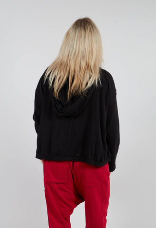 Oversized Hooded Jacket in Black with Greyflock - 3291111