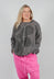 Oversized Hooded Jacket in Dark Grey with Blackflock - 3291111