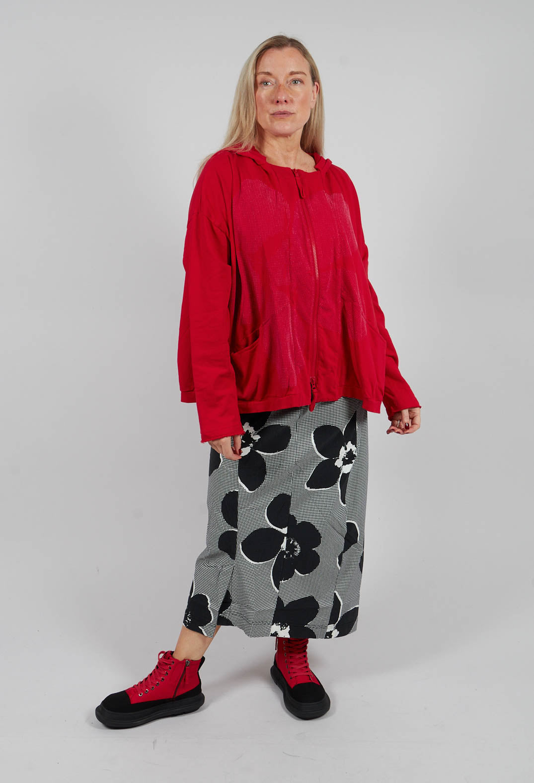 Oversized Hooded Jacket in Rose with Lotusflock - 3291111