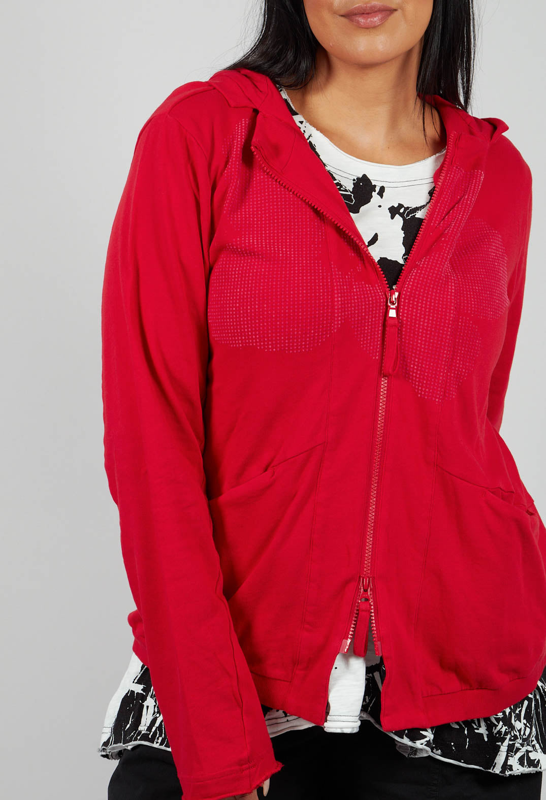 Zip Up Hooded Jacket in Rose with Lotusflock - 3291115