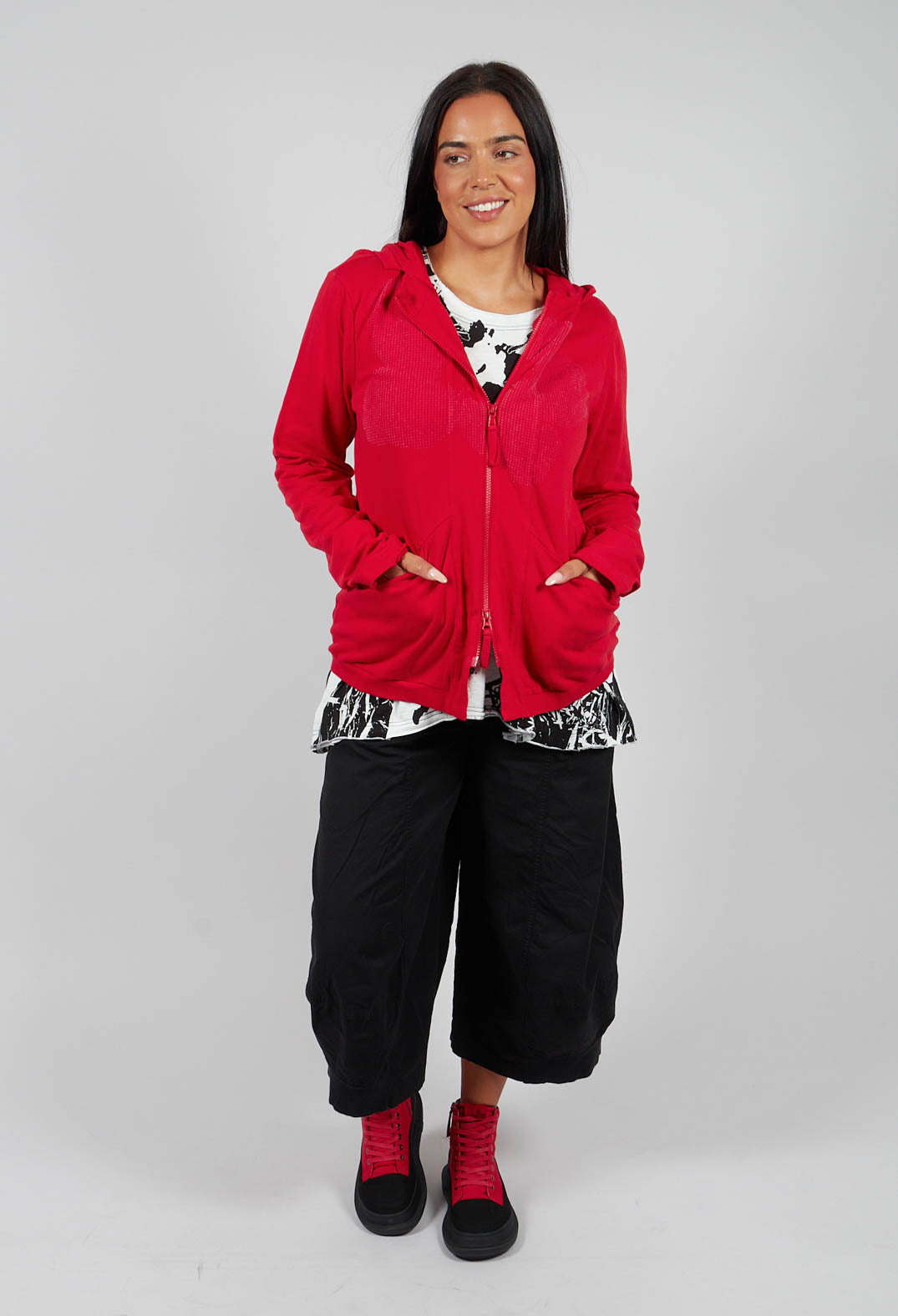 Zip Up Hooded Jacket in Rose with Lotusflock - 3291115
