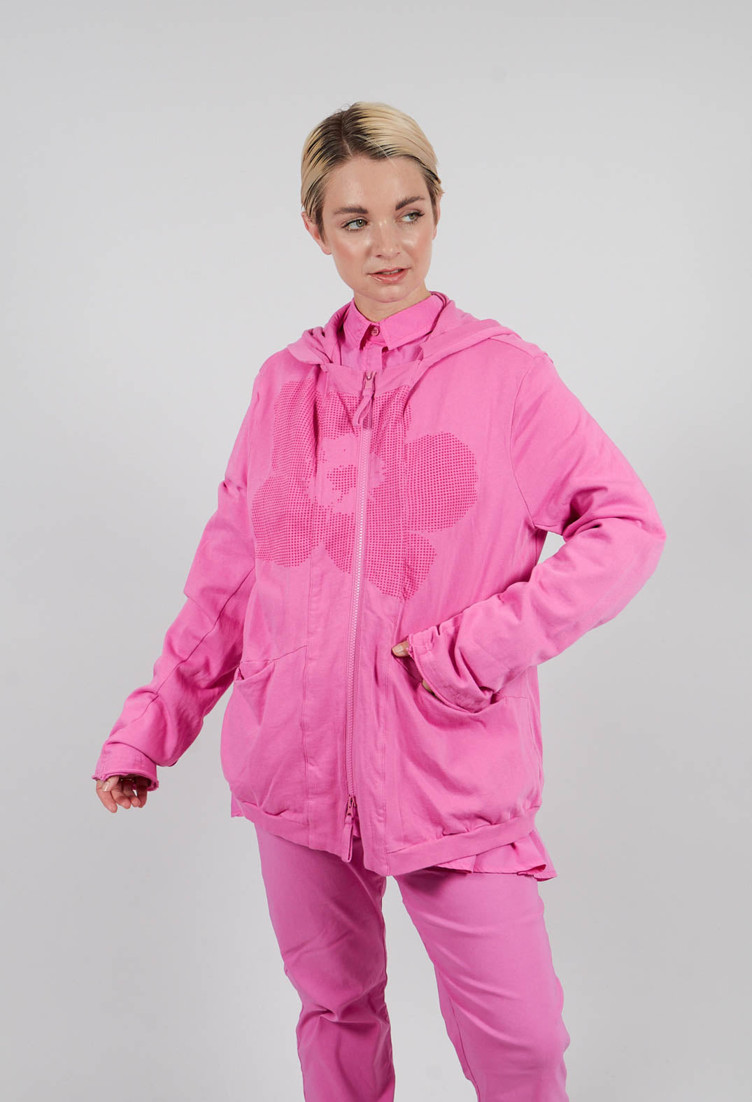 Zip Up Hooded Jacket in Lily with Lotusflock - 3291115