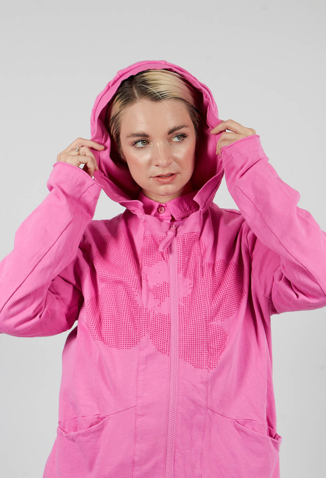 Zip Up Hooded Jacket in Lily with Lotusflock - 3291115