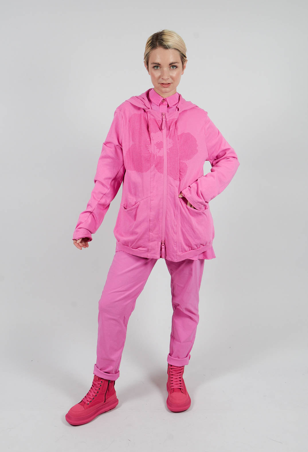 Zip Up Hooded Jacket in Lily with Lotusflock - 3291115