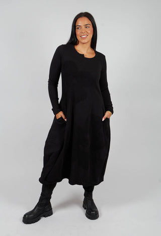 Tulip Hem Jersey Dress in Black with Greyflock - 3290917