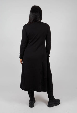 Tulip Hem Jersey Dress in Black with Greyflock - 3290917