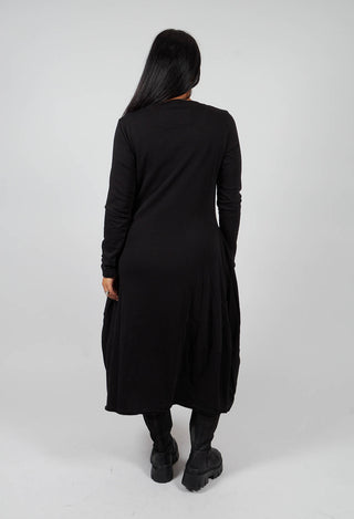 Tulip Hem Jersey Dress in Black with Greyflock - 3290917