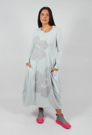 Tulip Hem Jersey Dress in Light Grey with Dark Greyflock - 3290917