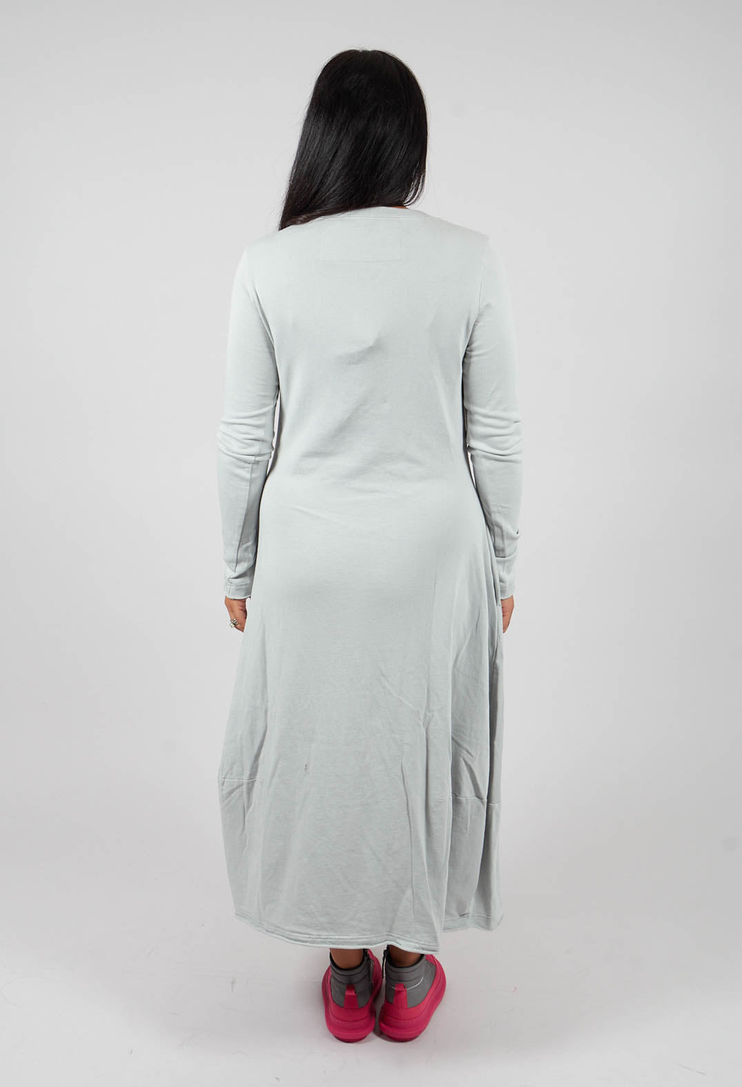 Tulip Hem Jersey Dress in Light Grey with Dark Greyflock - 3290917