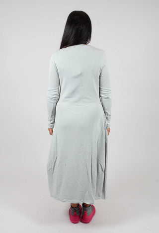 Tulip Hem Jersey Dress in Light Grey with Dark Greyflock - 3290917