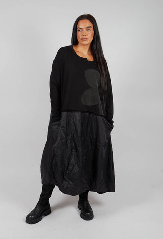 Dual Fabric Dress in Black with Greyflock - 3290918