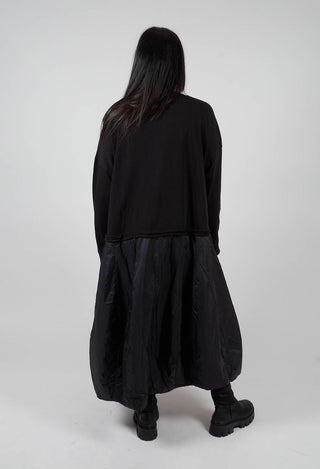 Dual Fabric Dress in Black with Greyflock - 3290918