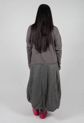 Dual Fabric Dress in Dark Grey with Blackflock - 3290918