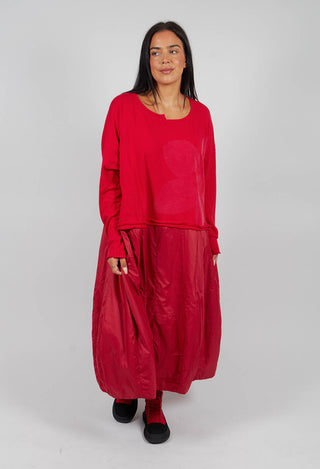 Dual Fabric Dress in Rose with Lotusflock - 3290918