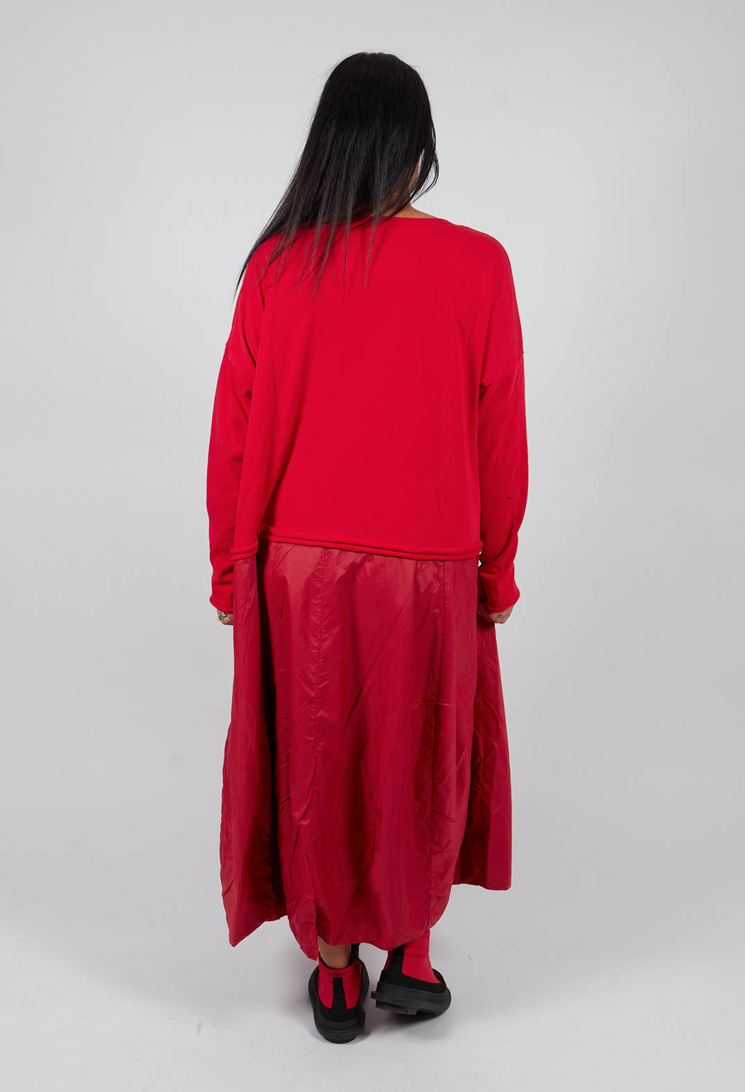 Dual Fabric Dress in Rose with Lotusflock - 3290918