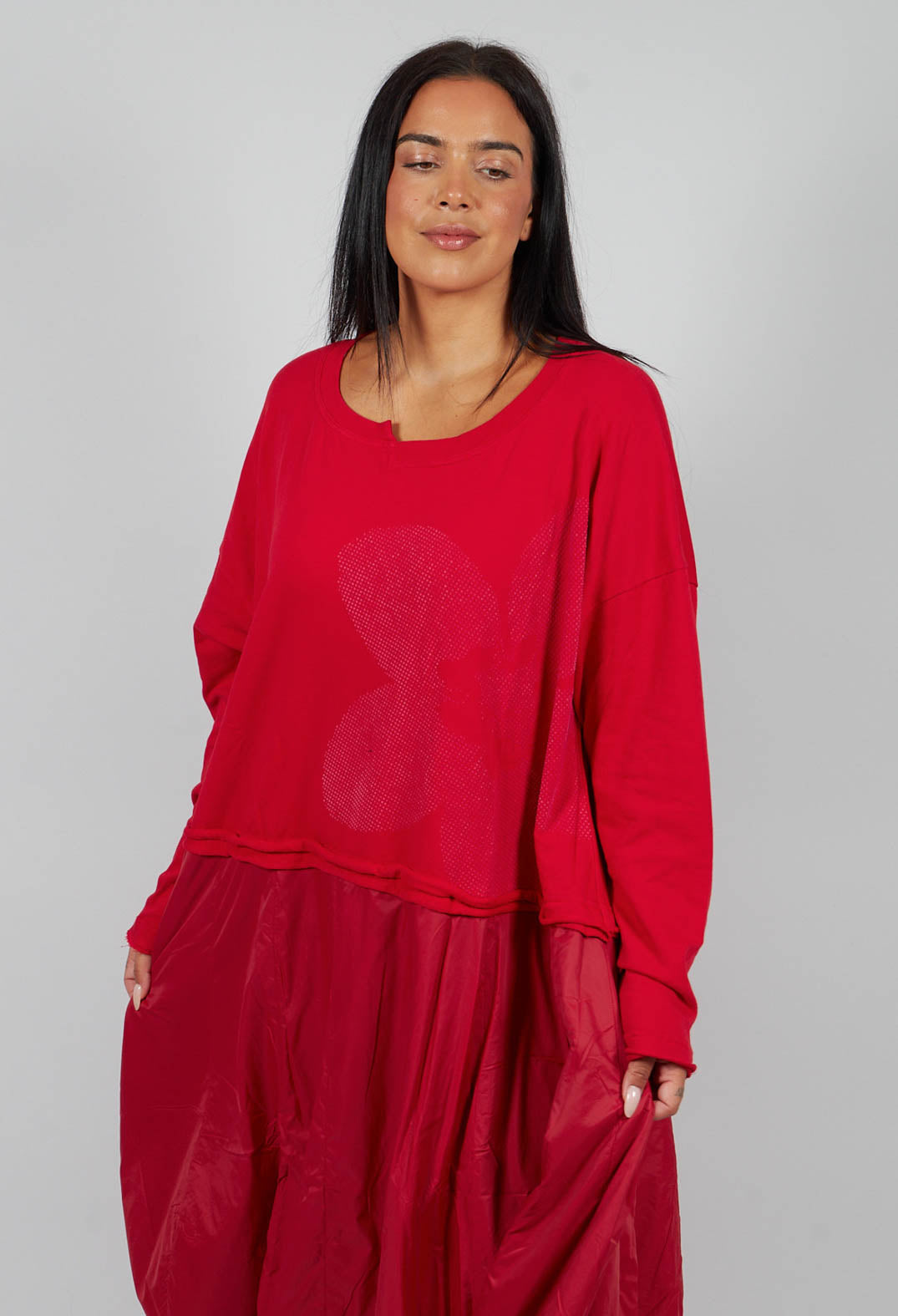 Dual Fabric Dress in Rose with Lotusflock - 3290918