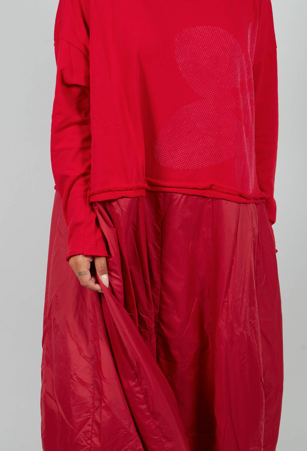 Dual Fabric Dress in Rose with Lotusflock - 3290918