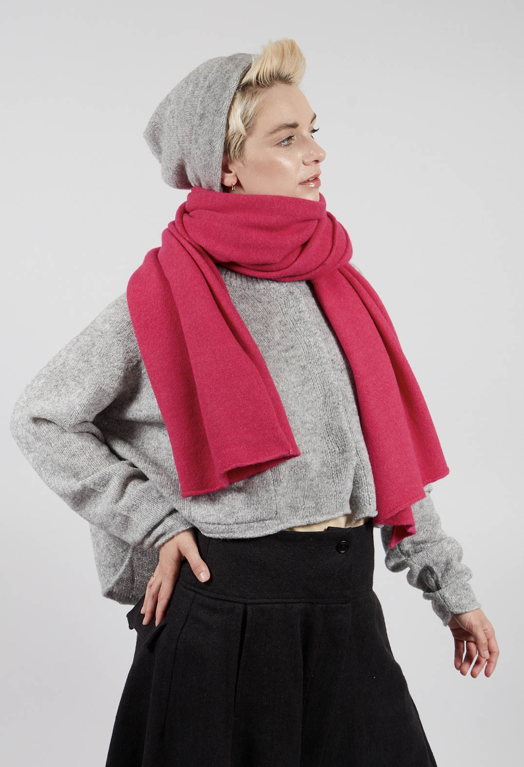 Knitted Beanie Hat in Light Greyk - 3314606