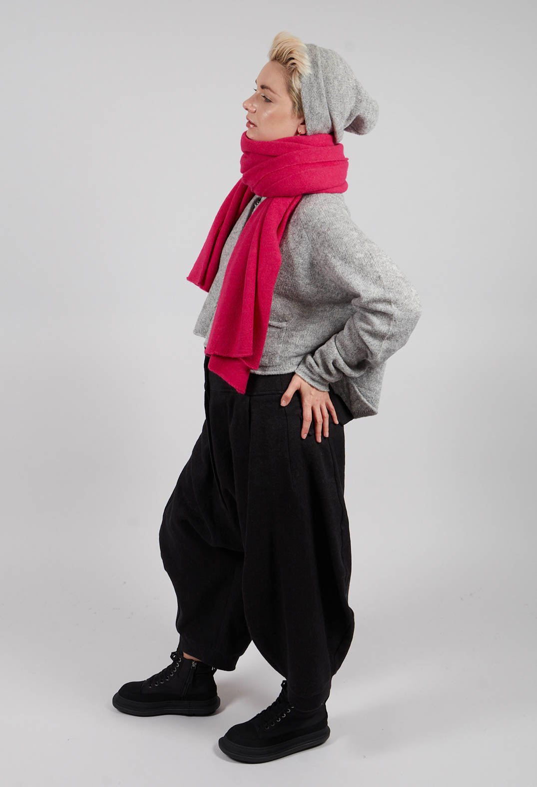 Knitted Beanie Hat in Light Greyk - 3314606