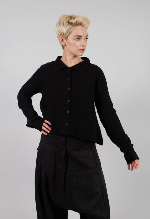 Short Cardigan with Collar in Black - 3327102