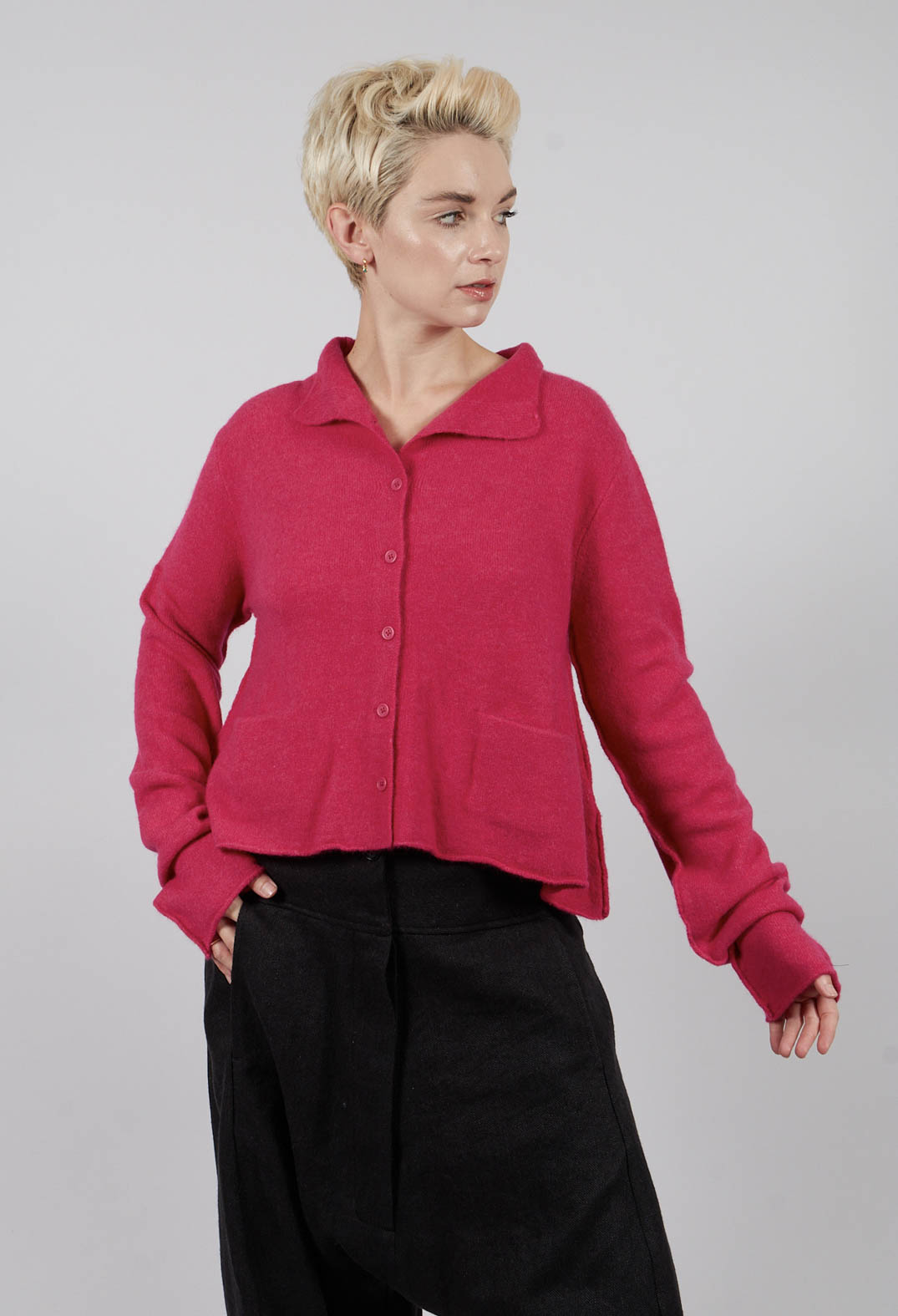 Short Cardigan with Collar in Lotus - 3327102