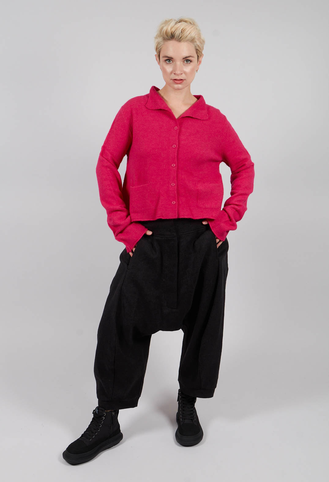 Short Cardigan with Collar in Lotus - 3327102