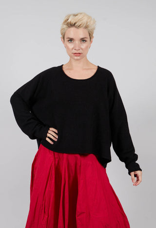 Cropped Crew Neck Jumper in Black - 3320703